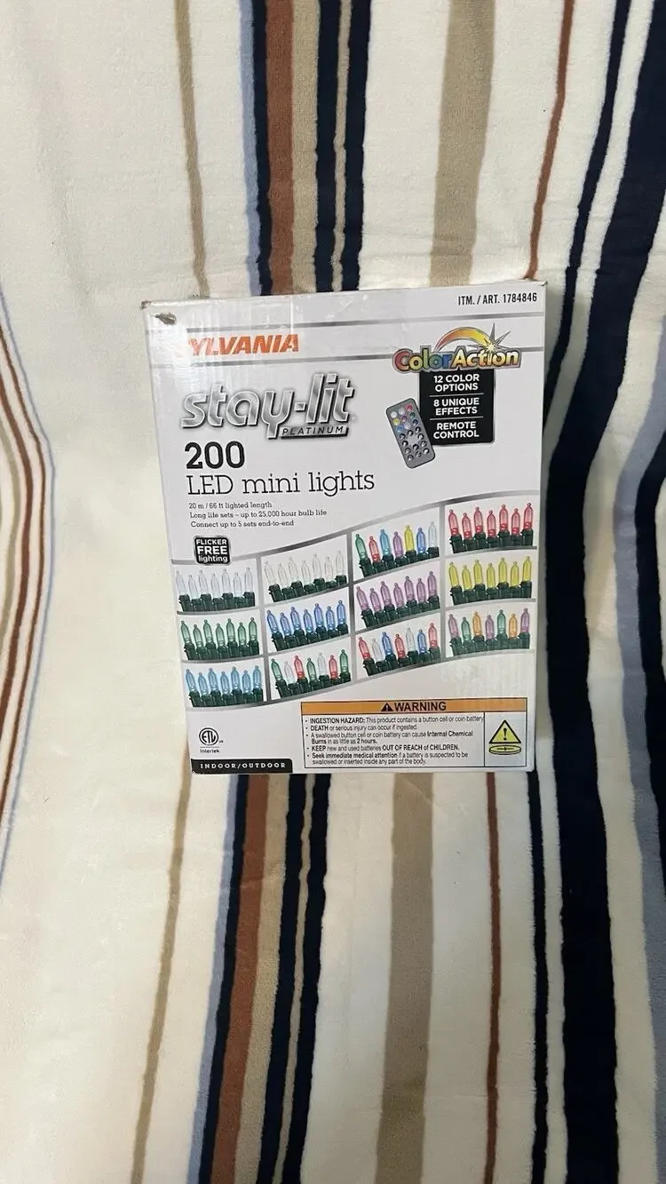Sylvania Stay-Lit Color Action 200 LED Mini Lights 66ft -NO REMOTE -LIGHTLY USED